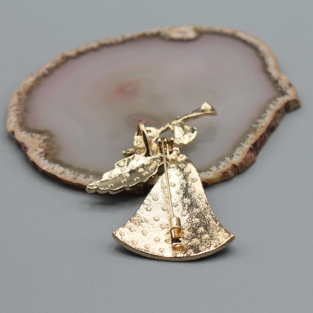 Angel Holidays Christmas pin brooch jewelry pendant necklace gold red green - Picture 5 of 12
